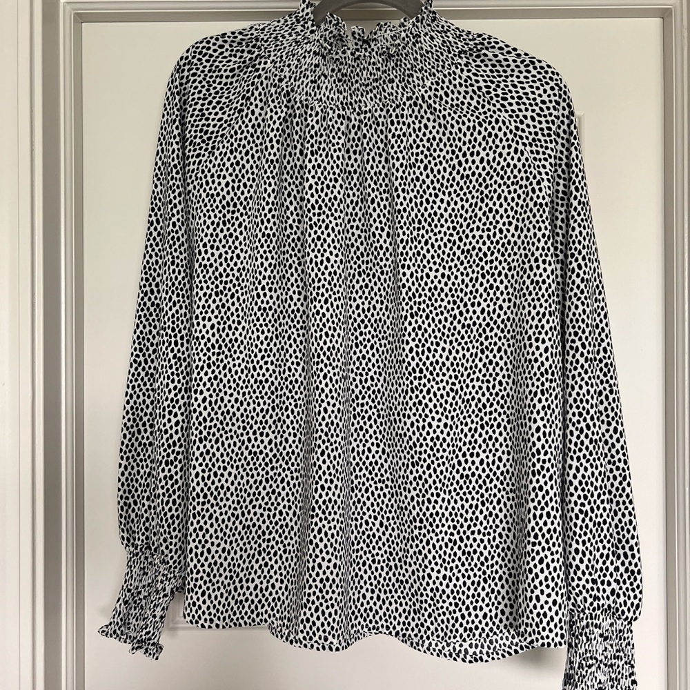 Nine West black and white polka dot blouse